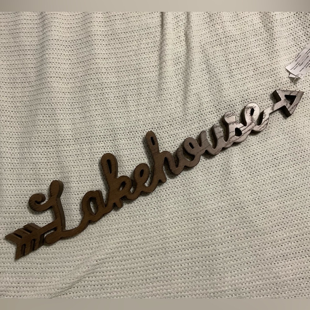 Wooden lake house sign